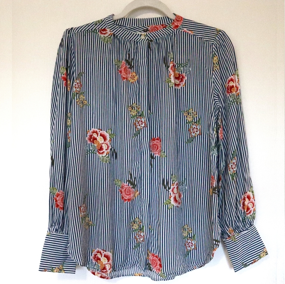 Striped Floral Button Down